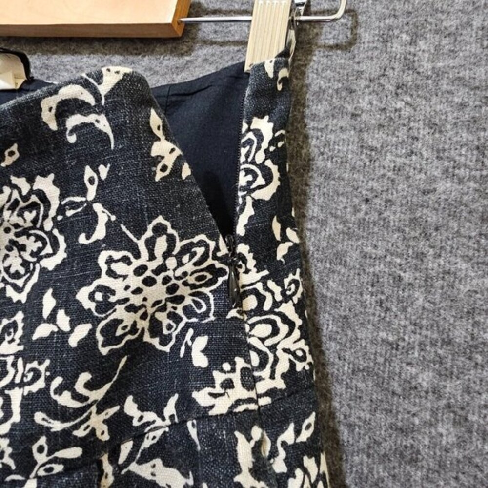 Gap Maxi Skirt Womens Size 0 100%‎ Linen Black White Floral Flare Flowy Side Zip - Picture 14 of 16